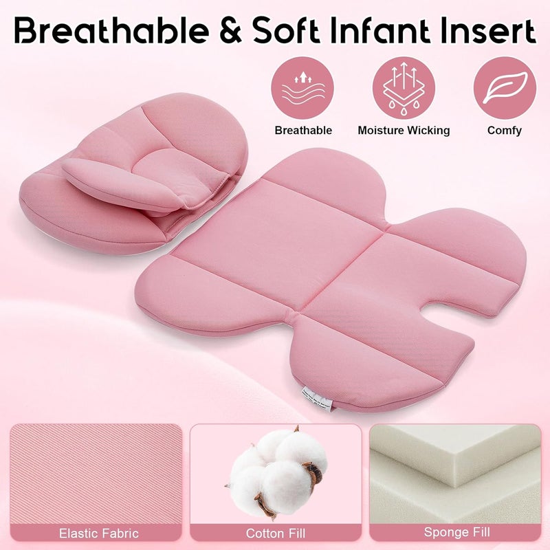Kaseeous Infant Car Seat Insert with Extra Headrest for Preemie to Newborn, Thickened Baby Car Seat Head Support for Girls Boys, Adjustable Baby Car Seat Cushion with Filled Natural Spong - Image 4